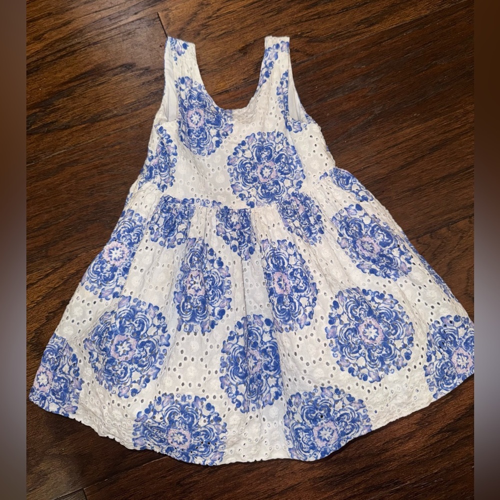 Janie and Jack blue and white dress 12-18mos